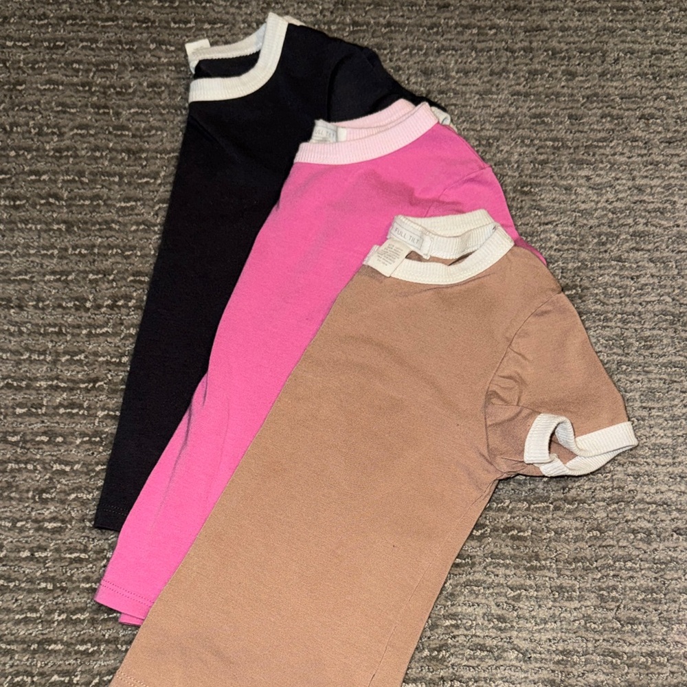LOT OF THREE (3) Tilly’s Full Tilt Girls size XS Short Sleeve Ringer Tees